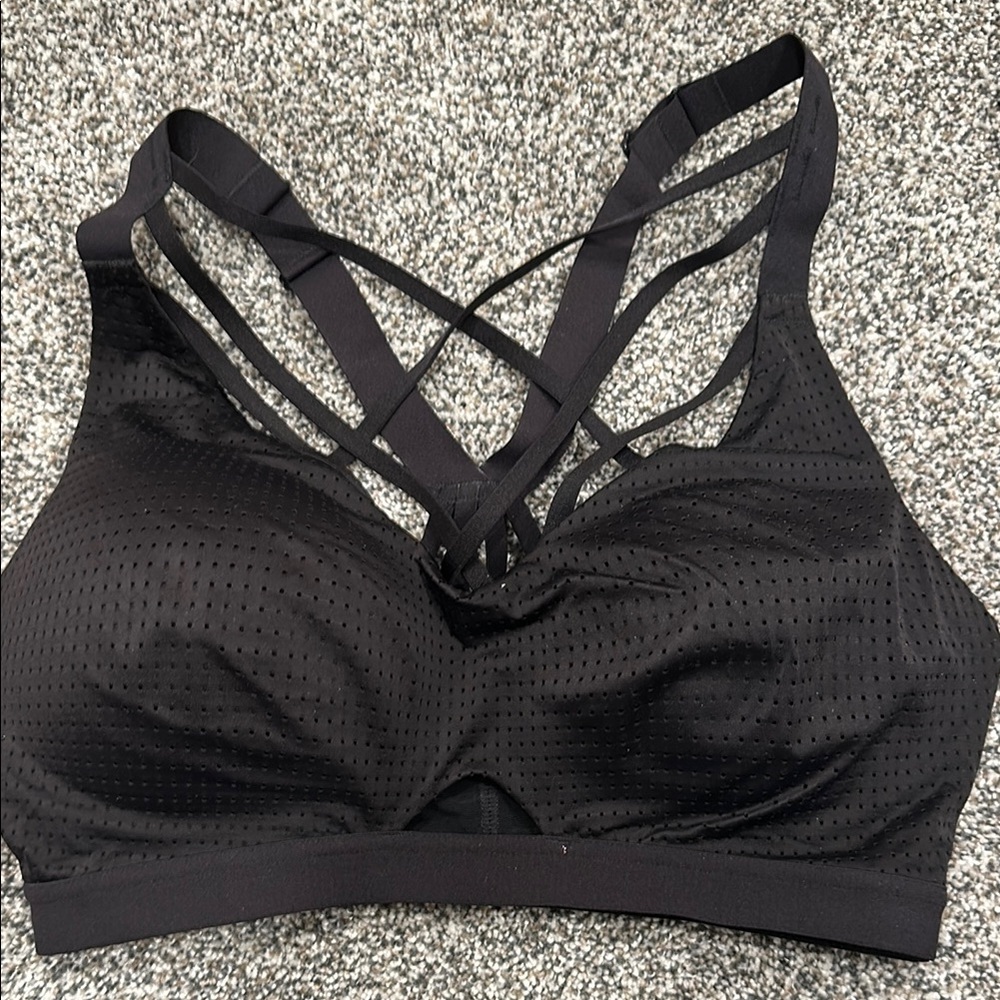 Black Racerback Sports Bra with Lattice Straps
